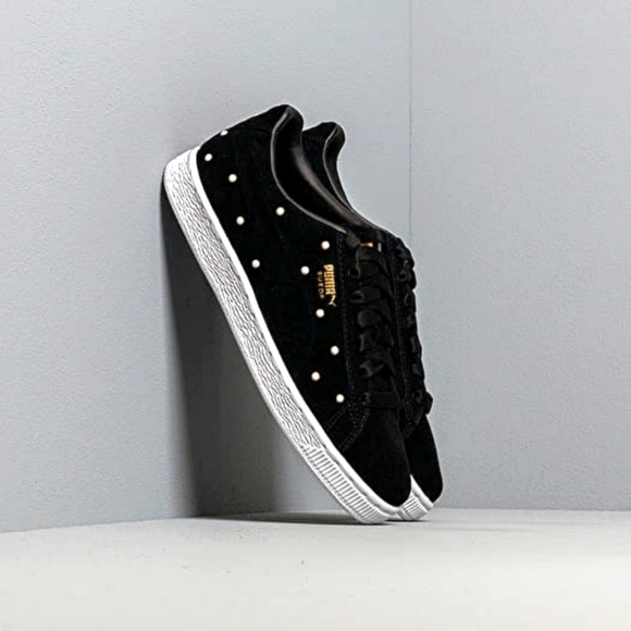 PUMA SUEDE PEARL STUDS WN SPuma Black-Puma Team Gold Sz 8.5 - Picture 1 of 8